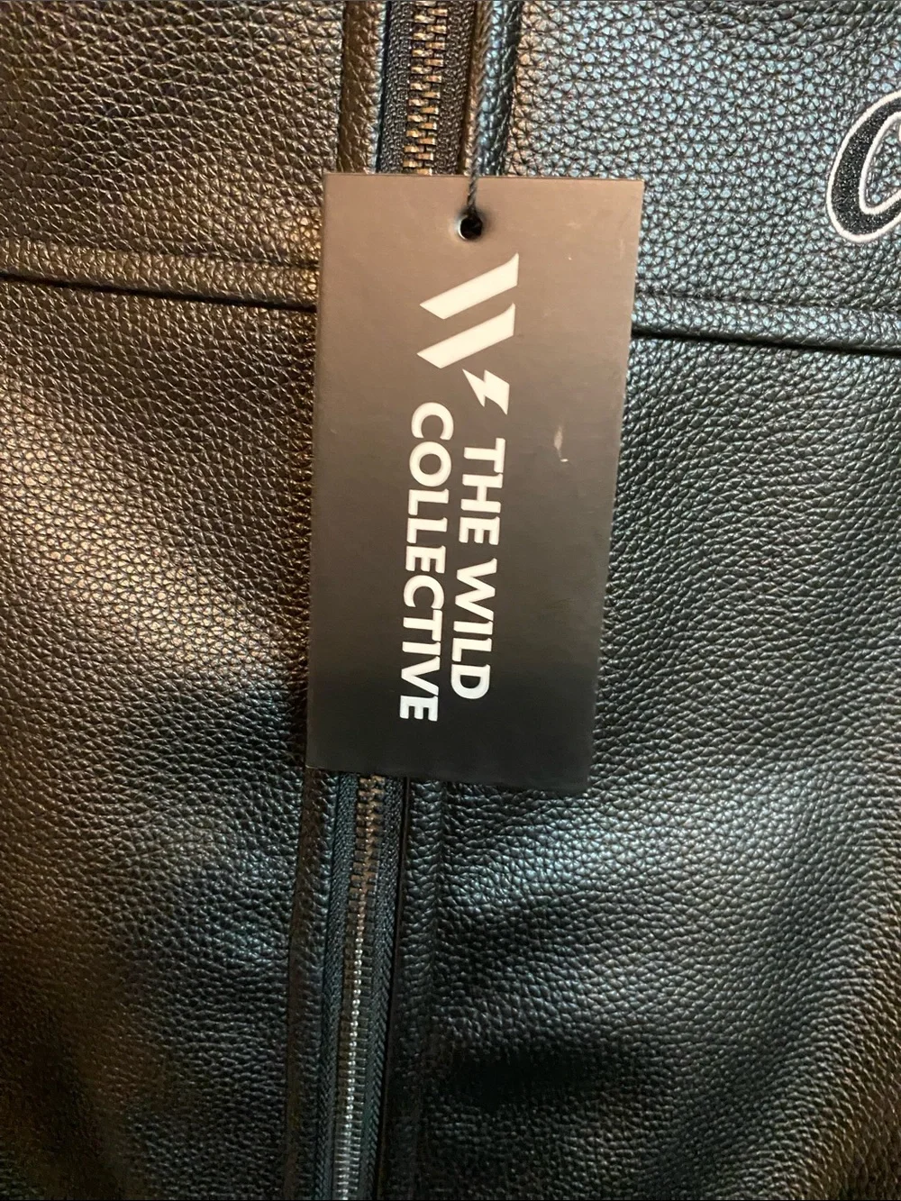 Chicago Black Faux Leather Varsity Jacket for Kids